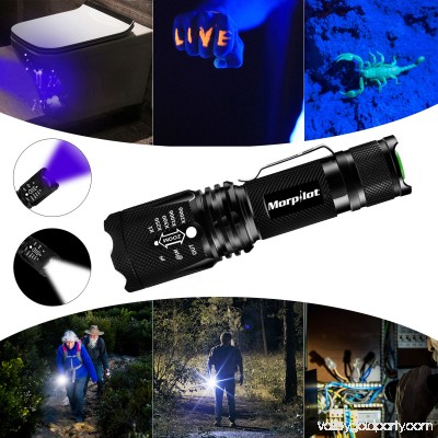 Morpilot 2 in 1 UV Tactical Flashlight Urine Detector, Upgrade 500LM Bright 4 Modes Handheld Flashlight with 395NM Ultraviolet Black Light for Spot Carpet Pet Urine Stain Catch Scorpions